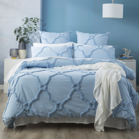 Moroccan 100% Cotton Chenille Vintage Washed Tufted Sky Quilt Cover Set by Renee Taylor Super King