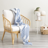 Ray Striped Vintage Washed Yarn Dyed Textured Cotton Artic Throw by Renee Taylor