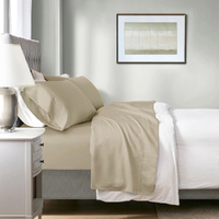 700 TC Tencel Lyocell Fibre &amp; Cotton Bone Deep Queen Sheet Set by Renee Taylor