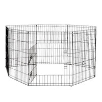 4Paws 8 Panel Playpen Puppy Exercise Fence Cage Enclosure Pets Black All Sizes - 36&quot; - Black