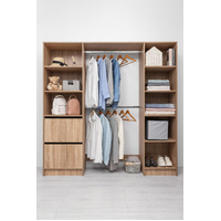 BASEL 2M WALK IN WARDROBE KIT - SLIM SHAKER - NATURAL OAK