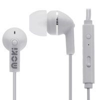 Moki Noise Isolation Earbuds with microphone &amp; control - WHITE