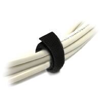 8WARE 25m x 12mm Wide Velcro Cable Tie Hook &amp; Loop Continuous Double Sided Self Adhesive Fastener Sticky Tape Roll Black
