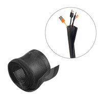 BRATECK Flexible Cable Wrap Sleeve with Hook and Loop Fastener 135mm/5.3&#39; Width Material Polyester Dimensions 1000x135mm - Black