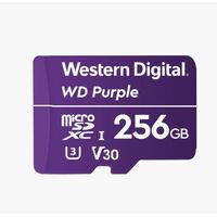 WESTERN DIGITAL Digital WD Purple 256GB MicroSDXC Card 24/7 -25°C to 85°C Weather &amp; Humidity Resistant for Surveillance IP Cameras mDVRs NVR Dash Cams