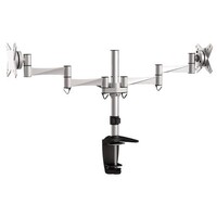 Brateck Dual Monitor Elegant Aluminium w/Arm&amp;Desk Clamp Silver VESA75/100mm Up to27&#39;