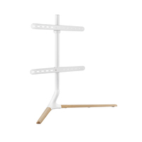 BRATECK Modern Linear Tabletop TV Stand For 49&#39;-70&#39; TVs -- Matte White &amp; Beech