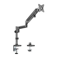 BRATECK Single Monitor Pole-Mounted Epic Gas Spring Aluminum Monitor Arm Fit Most 17&#39;-32&#39; Monitors, Up to 9kg per screen VESA 75x75/100x100 Space Grey