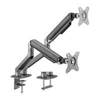 BRATECK Dual Monitor Economical Spring-Assisted Monitor Arm Fit Most 17&#39;-32&#39; Monitors, Up to 9kg per screen VESA 75x75/100x100 Space Grey