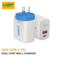 USP 30W Dual Port (USB-A + USB-C) PD Fast Wall Charger - (6972475750633), PD + QC3.0 Fast &amp; Safe Charge, Compact, Travel-Ready, FireProof Material