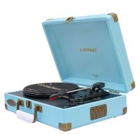 MBEAT Woodstock 2 Sky Blue Retro Turntable Player with BT Receiver &amp; Transmitter
