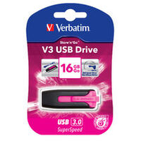 VERBATIM 16GB V3 USB3.0 Pink Store\&#39;n\&#39;Go V3; Rectractable