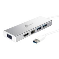 J5create JUD380 USB 3.0 Mini Dock for Dual display Adapter includes HDMI &amp;amp VGA output, USB 3.1 Type-A port x 2, Gigabit Ethernet port