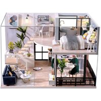 Dollhouse Miniature with Furniture Kit Plus Dust Proof and Music Movement - Cozy time  (Valentine&#39;s Day Gift Idea)