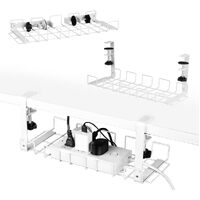 2 pack Under Desk Cable Management Tray, White