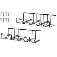 2 Pack Under Desk Cable Management Tray, Black