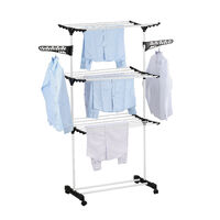 CARLA HOME Folding 3 Tier Clothes Laundry Drying Rack with Stainless Steel Tubes for Indoor &amp; Outdoor Home
