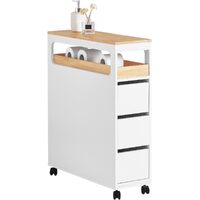 Storage Cart Narrow Cabinet Wheels Tray Drawers