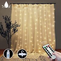 300 LEDs Window Curtain Fairy Lights 8 Modes and Remote Control for Bedroom (Warm White, 300 x 300cm)