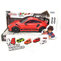 Majorette Porsche 911 GT3 RS Carry Case Playset including 4x Diecast Model Cars