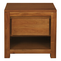 Amsterdam Solid Mahogany Timber 1 Drawer Bedside Table (Light Pecan)