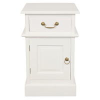 Tasmania 1 Solid Door 1 Drawer Bedside (White)