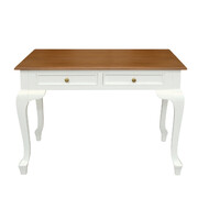Queen Anne 2 Drawer Desk (White Caramel)