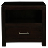 Paris 1 Drawer Solid Mahogany Timber Lamp Table (Chocolate)