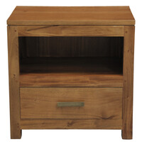Paris 1 Drawer Solid Mahogany Timber Lamp Table (Light Pecan)