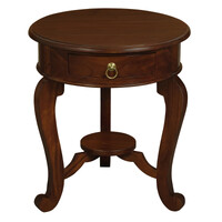Round Cabriole Leg 1 Drawer Lamp Table (Mahogany)