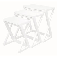 Manhattan Solid Mahogany Timber Nest of Tables - Set of 3 (White)