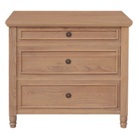 Beau 3 Drawer Solid White Cedar Turn Leg Dresser (Natural)