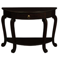 Emilie Cabriole Leg 1 Drawer Half Round Entry Table - Chocolate