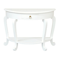 Emilie Cabriole Leg 1 Drawer Half Round Entry Table - White