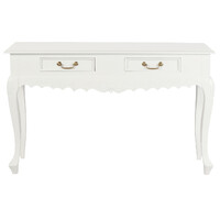 Seine 2 Drawer Carved Sofa Table (White)