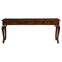 Queen Anne 3 Drawer Sofa Table - Mahogany