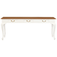 Queen Anne 3 Drawer Sofa Table - White Caramel