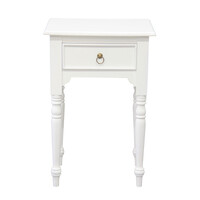 Milly Turn Leg 1 Drawer Side Table (White)