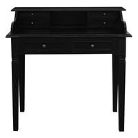 Winston 6 Drawer Solid Timber Writing Desk (Black)