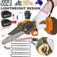 6&quot; Mini Orange Cordless Electric Chainsaw 2X Battery-Powered Wood Cutter Rechargeable