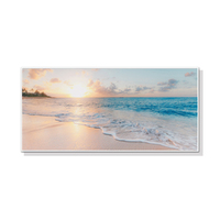 Wall Art 50cmx100cm Ocean and Beach White Frame Canvas