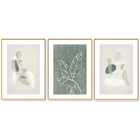 Wall Art 40cmx60cm Abstract body and leaves 3 Sets Gold Frame Canvas