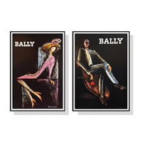 Wall Art 60cmx90cm Bally Man &amp; Woman 2 Sets Black Frame Canvas