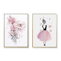 Wall Art 50cmx70cm Dancing Ballerina in Paris 2 Sets Gold Frame Canvas