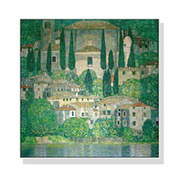 Wall Art 50cmx50cm Kirche In Cassone by Gustav Klimt White Frame Canvas