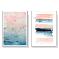 Wall Art 60cmx90cm Abstract Pink 2 Sets White Frame Canvas