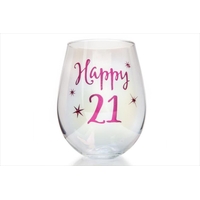 21st Birthday Irid Wine Glass