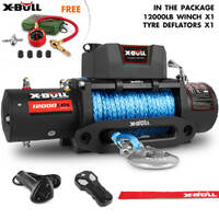 X-BULL 12V Electric Winch 12000LBS synthetic rope 4wd Jeep with Tire Deflator