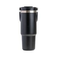 900ML Black Stainless Steel Travel Mug with Leak-proof 2-in-1 Straw and Sip Lid, Vacuum Insulated Coffee Mug for Car, Office, Perfect Gifts, Keeps Liq