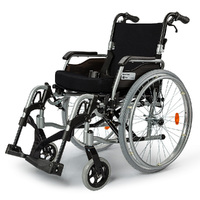 EQUIPMED 24 Inch Portable Folding Wheelchair 24&quot; Mobility Wheel Chair Alloy, Senior Elderly Aid